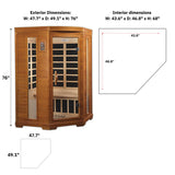 Dynamic Hemming 2 Person Infrared Corner Sauna for Home, Low EMF Indoor Saunas Full Size Indoor Personal Spa 49" x 48" x 76" DYNAMIC SAUNAS
