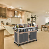 Skyflame Outdoor BBQ Storage Cabinet with Wheels, XL Stainless Steel Tabletop Grill Cart for Food Prep, Portable Kitchen Island Grilling Accessory for Patio, Backyard, Home Party, Bar Skyflame