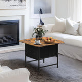 Shinoske Square Coffee Table with Storage Drawer,Small Coffee Tables for Living Room,2-Tier Farmhouse Center Table with Round Corners for Small Space,Small Apartment,Office,Rustic Brown Shinoske