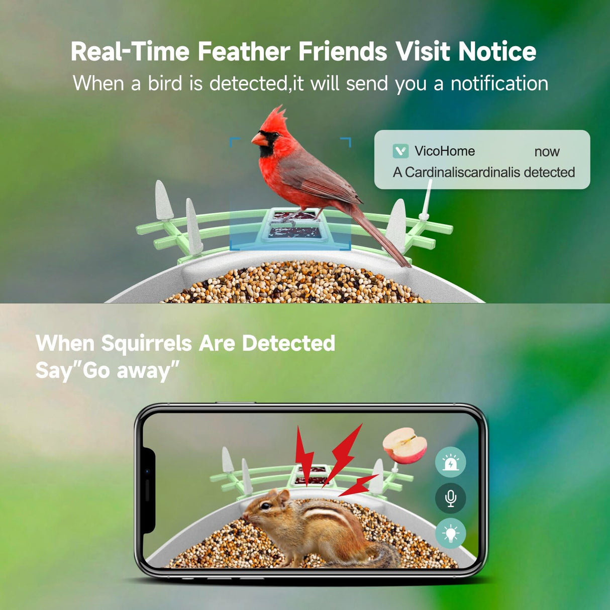 Smart Bird Feeder with Camera,AI Identify Bird Species,Auto Record 2K Birds Video in Backyard Garden,Live View,Solar Powered Charging,Ideal Gifts for Family and Bird Lovers (Green) Aprilmin