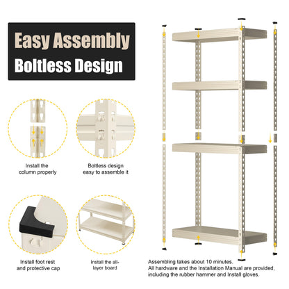 PrimeZone All Metal Garage Storage Shelves, 28" W x 12" D x 60" H 4 Tier Heavy Duty Closet Pantry Shelving Unit, Adjustable Metal Shelf Utility Rack Organizer for Garage, Kitchen, Warehouse, White