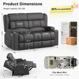 MOSGAT RV Loveseat Recliner Sofa, Reclining Loveseat Home Theater Seating with USB Ports, Cup Holders, Insert Pockets, Wall Hugger RV Recliners for Movie Room, Recline Movie Seats Gaming Sofa, Gray MOSGAT