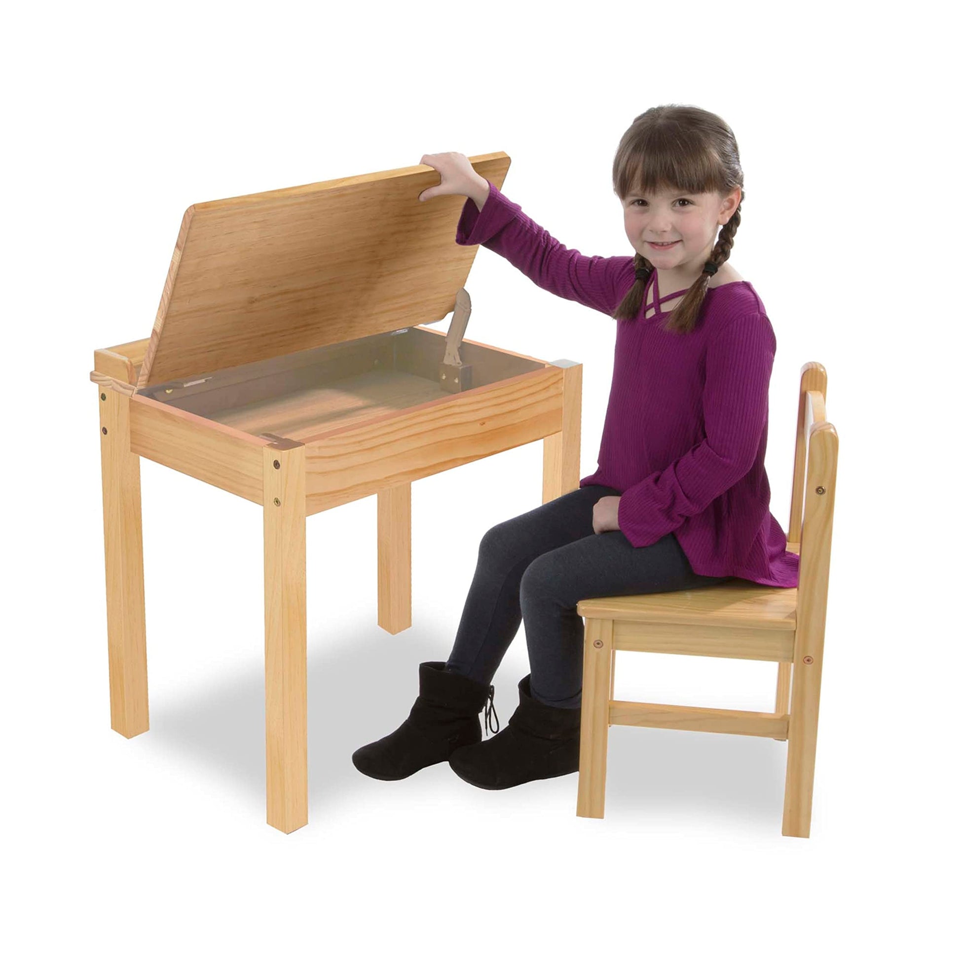 Melissa & Doug Wooden Lift-Top Desk & Chair - Honey - WoodArtSupply