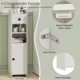 BEWISHOME Bathroom Storage Cabinet, Small Corner Floor Cabinet, Narrow Bathroom Organizers and Storage with Drawer for Small Spaces, 7.9 x 7.9 x 31.5 Inches Antique White YYG05W BEWISHOME