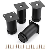OwnMy 4PCS 4 Inch Stainless Steel Furniture Legs Feets Metal Cabinet Legs, Adjustable Round Metal Furniture Replacement Legs Corner Feets Heavy Duty Table Leg Extenders for Sofa Couch Chair OwnMy
