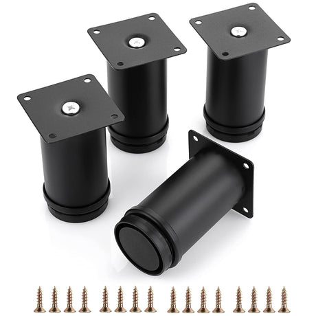 OwnMy 4PCS 4 Inch Stainless Steel Furniture Legs Feets Metal Cabinet Legs, Adjustable Round Metal Furniture Replacement Legs Corner Feets Heavy Duty Table Leg Extenders for Sofa Couch Chair OwnMy