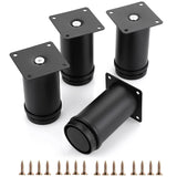 OwnMy 4PCS 4 Inch Stainless Steel Furniture Legs Feets Metal Cabinet Legs, Adjustable Round Metal Furniture Replacement Legs Corner Feets Heavy Duty Table Leg Extenders for Sofa Couch Chair OwnMy