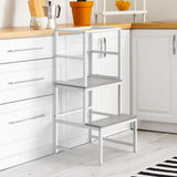 LIANTRAL Toddler Kitchen Stool Helper, Toddler Standing Tower with Safety Rail, Kids Kitchen Step Stool, Wood and Metal, Kids Counter Level Learning Stool for Kitchen, Bathroom, White LIANTRAL