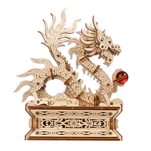 UGEARS Wood Dragon Puzzle 3D - Model Building Kits for Adults - Chinese 3D Dragon Wooden Puzzle Hobbies for Men - Wooden Models for Adults to Build