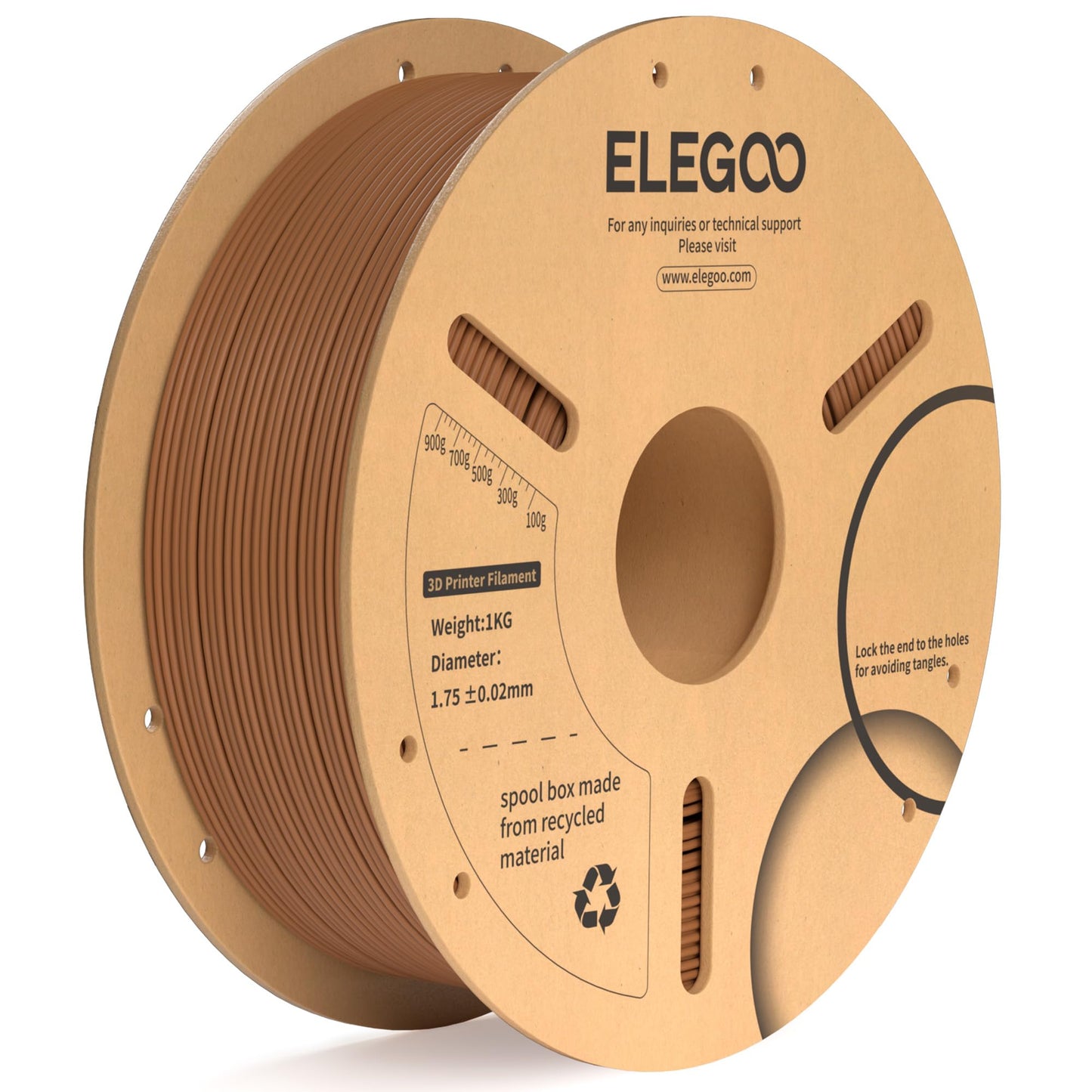 ELEGOO PLA Plus Filament 1.75mm Brown 1KG, PLA+ Tougher and Stronger 3D Printer Filament Pro Dimensional Accuracy +/- 0.02mm, 1kg Spool(2.2lbs) Fits for Most FDM 3D Printers