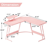 Homall Pink L Shaped Gaming Desk Computer Corner PC Desk Table with Large Monitor Stand for Home Office Studying Writing Workstation, Gift for Girls and Women (Pink, 47 Inch) Homall