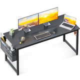 ODK Computer Desk Large Office Desk, 55 Inch Gaming Desk with Storage, Modern PC Desk Work Table with Headphone Hook for Home Office, Black ODK