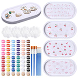 MotiMind 4 Set Jewelry Tray Ceramics to Paint Ready to Paint Your Own Ceramic Ring Dish Holder DIY Unpainted Plaster Trinket Dish Paintable Tray Crafts with Brush Palette for Adults(Oval Shape) MotiMind