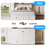 PUREMIND Full Size Murphy Bed Cabinet with Mattress - Solid Wood - Hideaway Chest Beds Frame with Storage Drawers, USB Charging Ports - Space Saving Cabinet Bed for Guest Room PUREMIND