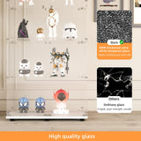 LFT HUIMEI2Y Glass Display Cabinet with LED Lights and Lock, 2 Door Curio Cabinets, Tempered Glass Collection Display Showcase for Bedroom, Living Room 65” White LFT HUIMEI2Y