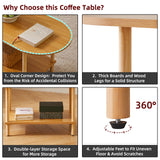 Aibiju Wooden Tea Table Small Coffee Table, 2 Tier Coffee Table for Living Room, 35x16x17inch TV Table Stand with Storage Shelf Natural Wood Color YD-012N Aibiju