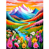 DIYDECORFUN Mountain Paint by Numbers Kit for Adults, Flower Mountain Paint by Numbers Kits for Beginner, Adult Paints by Number Kit on Canvas Adult DIY Arts Crafts for Home Wall Decor(16x20in) DIYDECORFUN