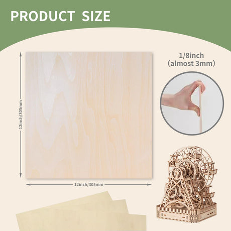 48 Pack Basswood Sheets,12 x 12 x 1/8 Inch,3mm Basswood Plywood Sheets with Smooth Surfaces, Unfinished Wood for Laser Cutting, Wood Burning,Drawing, Architectural Models and DIY Wood Crafts(48) Mtalluste