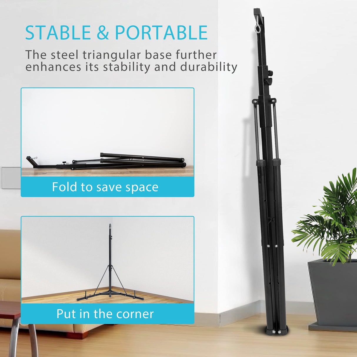 VIVOHOME Height Adjustable Foldable Heavy Duty Boxing Punching Bag Stand Steel Sandbag Rack Freestanding Up to 132 lbs for Home Fitness Stable VIVOHOME