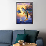 CEOVR Fishing Diamond Art Kits for Adults, Diamond Painting Dots DIY Gem Art, Adult Crafts Kits Wall Decor for Home Office 12x16in CEOVR