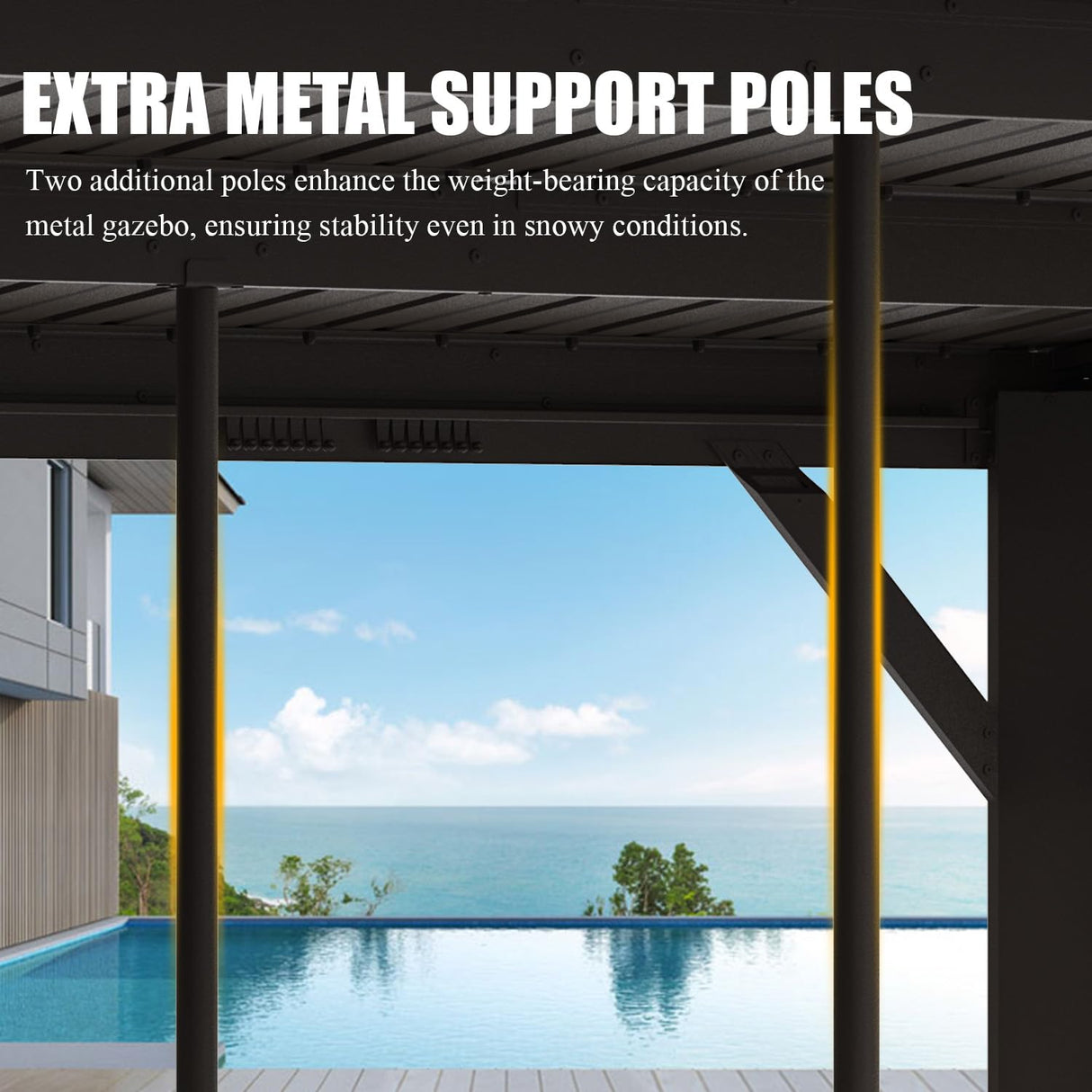 Domi 12x16FT Wall-Mounted Hardtop Gazebo, Aluminum Lean to Gazebo with Galvanized Steel Sloping Roof, Curtains & Netting for Outdoor Patio, Deck, Backyard, Garden Parties domi outdoor living