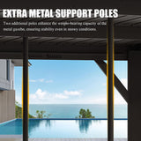 Domi 12x16FT Wall-Mounted Hardtop Gazebo, Aluminum Lean to Gazebo with Galvanized Steel Sloping Roof, Curtains & Netting for Outdoor Patio, Deck, Backyard, Garden Parties domi outdoor living