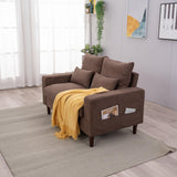 Panana Modern Sofa 54.5" Loveseat Couch with Cushion Back and Arms, 2 Seater Sold Wood Legs Sofa (Brown Linen, Track arm) Panana