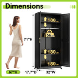 UNICOLY Armoire Wardrobe Closet with Doors, 71'' Wardrobe Cabinet with Hanging Rod, Metal Closet with 2 Adjustable Shelves for Bedroom School, Employee, Gym, Armarios De Ropa para Dormitorio, Black UNICOLY