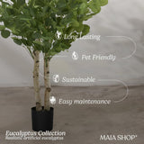 Maia Shop 3.5ft Artificial Eucalyptus Tree, Fake Plants for Home Decor, Natural Wood Trunk Maia Shop