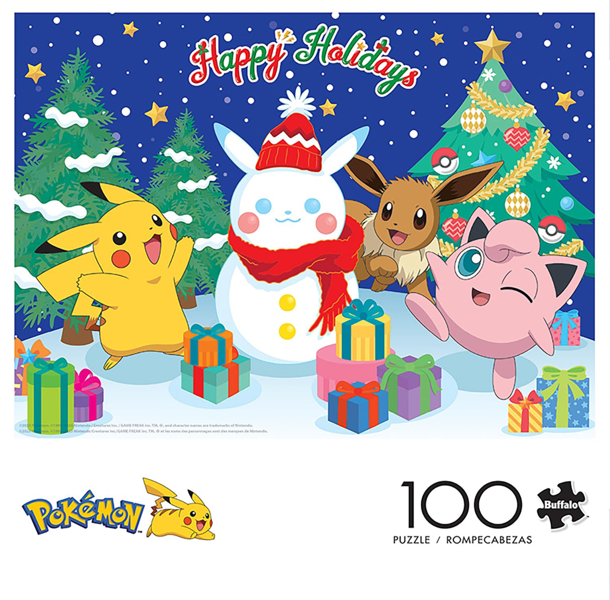 Buffalo Games - Pokemon- Pikachu Snowman - 100 Piece Jigsaw Puzzle for Families -Challenging Puzzle Perfect for Game Nights - Finished Size is 15.00 x 11.00 Buffalo Games
