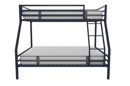 Novogratz Maxwell Twin-Over-Full Metal Bunk Bed with Ladder and Guardrails, Navy Blue