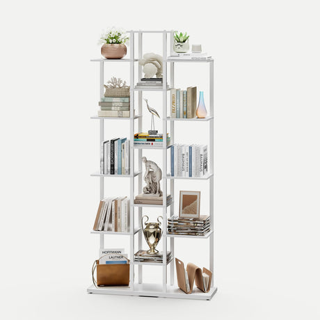 DGSANDGO 5-Tier Small Space Bookshelf,Sturdy Compact Bookcase for Study Room/Bedroom,Easy Assembly Wooden Storage Shelf（7.8” D,White） DGSANDGO