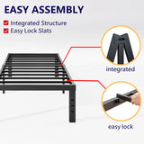 Neslime 14 Inch Twin Bed Frame No Box Spring Needed, Metal Platform Twin Size Bed Frame, Heavy Duty, Easy Assembly and Noise Free, Black Neslime