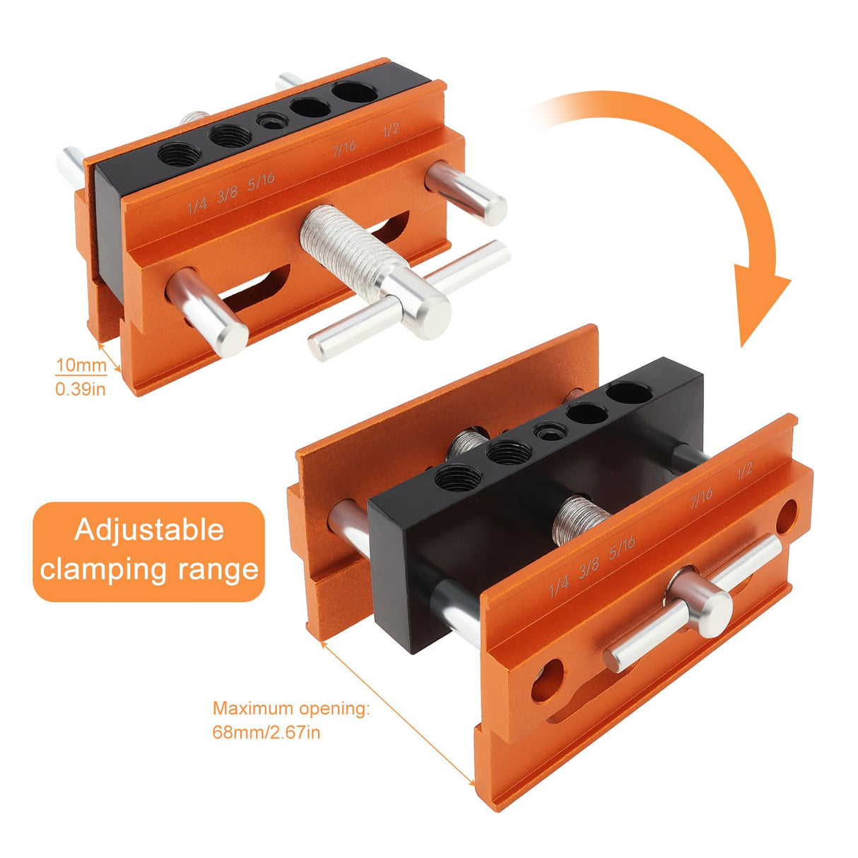 Omninmo Self Centering Doweling Jig, Adjustable Width Dowel Jig Kit for Straight Holes, Biscuit Joiner Set with 3 Drill Bits, 6 Drill Guide Bushings, 30 Wooden Dowels Omninmo