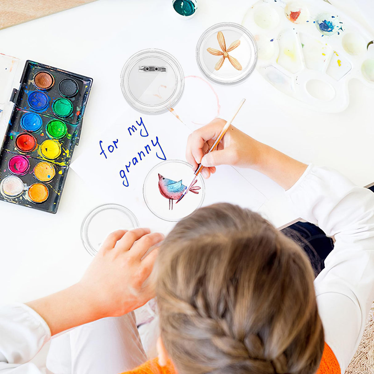 10 Pcs Blank Button Pins 2.9 inch DIY Button Pins Make Your Own Buttons Custom Button Pins with Pins Clear Picture Buttons Badges Kit for Crafts Children's Paper Craft Activities Bremorou