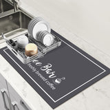 Findosom Dish Drying Mat, 12"x20" Absorbent Coffee Bar Mat for Countertops, Coffee Bar Accessories with Coffee Cup Pattern for Kitchen Counter Coffee Maker Coffee Pot Dining Room Decoration Findosom