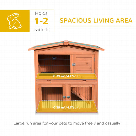 Pawhut 40" Wooden Rabbit Hutch Small Animal House Pet Cage PawHut