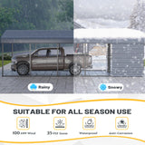 EROMMY 10x25 FT Carport Storage Shed 2-in-1, Heavy Duty Car Port with Galvanized Metal Frame, Base-Reinforced Enclosed Storage Shelter, Extended Coverage for Trucks, Cars & All Vehicles, Gray EROMMY