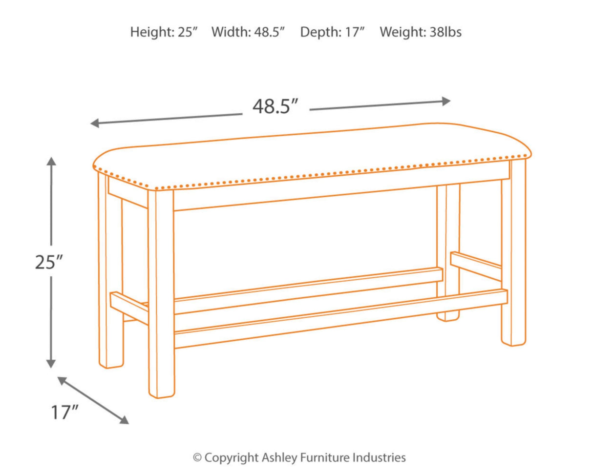 Signature Design by Ashley Morriville Counter Height Upholstered Dining Room Bench, Brown Signature Design by Ashley