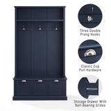 Crosley Furniture Ellison Hall Tree with Storage Bench and Coat Rack Hooks for Hanging, Navy Crosley Furniture