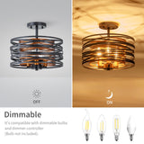 LumFurn 3-Lights Farmhouse Ceiling Light Fixture, Rustic Close to Ceiling Semi-Flushmount, Perfect Lamp for Living Room, Foyer, Kitchen, D12.6 x H11, Matte Black & Wood Texture Finish LumFurn