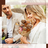 Hotop 5 Sets 5th Year Anniversary Wooden Rose Bouquet Artificial Wood Flower with Sticks Wedding Party Gift Label with Twine for Couple Gifts Women Home Centerpieces DIY Decoration Hotop