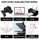 Hicarer 9 Pieces Sublimation Blank Necklace with Chain Set Blank Necklace Rhinestone Wing Shape Bezel Pendant Tray, 25 mm Sublimation Sheet, Double Sided Tape for DIY (Heart Shape Style) Hicarer