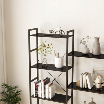 Panana Industrial 4-Tier Bookshelf with 11 Open Shelves and Metal Frame - Black - WoodArtSupply