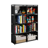 JIUYOTREE 5-Tiers Portable Bookshelf with Fabric Cloth at Back, 8 Cube Closet Storage Organizer Bookcase, Living Room,Study Room,Bedroom, Black JIUYOTREE