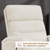 AEMEIOS Nursery Rocking Recliners, 360° Swivel Glider Rocker Recliner with Double Pockets, Manual Nursery Glider Rocker Recliner for Living Room, Chenille White AEMEIOS