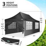 COBIZI 10x20ft Pop Up Canopy Tent with 6 Removable Sidewalls, Easy Up Commercial Canopy, Waterproof and UV50+ Gazebo with Portable Bag, Adjustable Leg Heights,Party Tents for Parties, with 4 Sandbags COBIZI