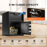 Depository Drop Safe 2.6 Cubic Feet, Xdeer Front Drop Slot Lock Box with Digital Combinatio, Silent Deposit Safe Box, Security Money Safe for Cash Slips Expense Business Office Home coin locker XDeer