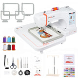 POOLIN EOC06 Embroidery Machine 7.9x11 Inch Large Hoop for Beginners,Computerized 7 Inch Touchscreen,Machine Embroidery Gifts,Includes Hoops,USB,Stabilizer,Bobbins,Home Embroidery Machine Poolin