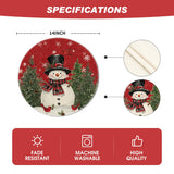 Artoid Mode Snowman Trees Snowflakes Christmas Round Placemats Set of 4, 14 Inch Winter Round Table Mats for Dining Decoration Artoid Mode